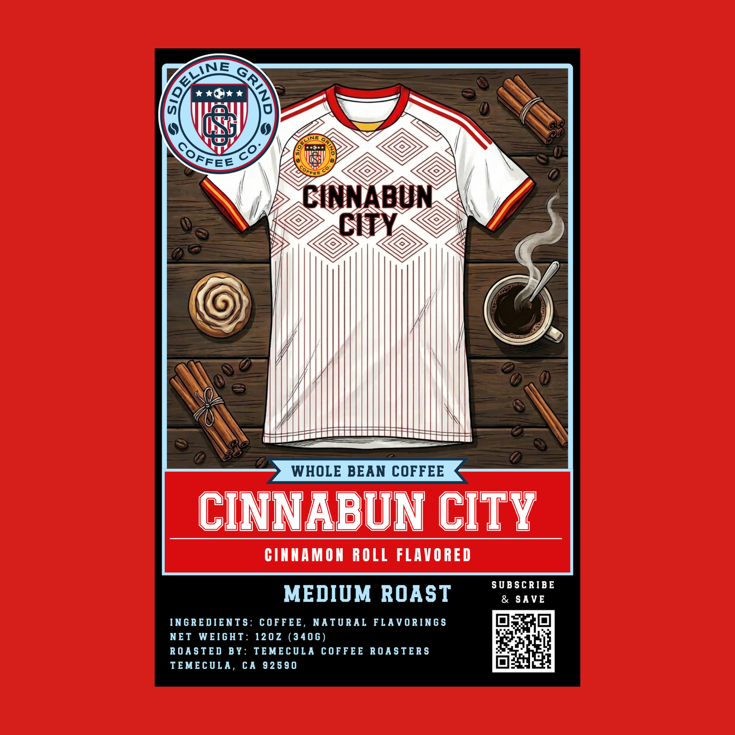 CINNABUN CITY - FLAVORED COFFEE - 12 OZ. & 2 LB.