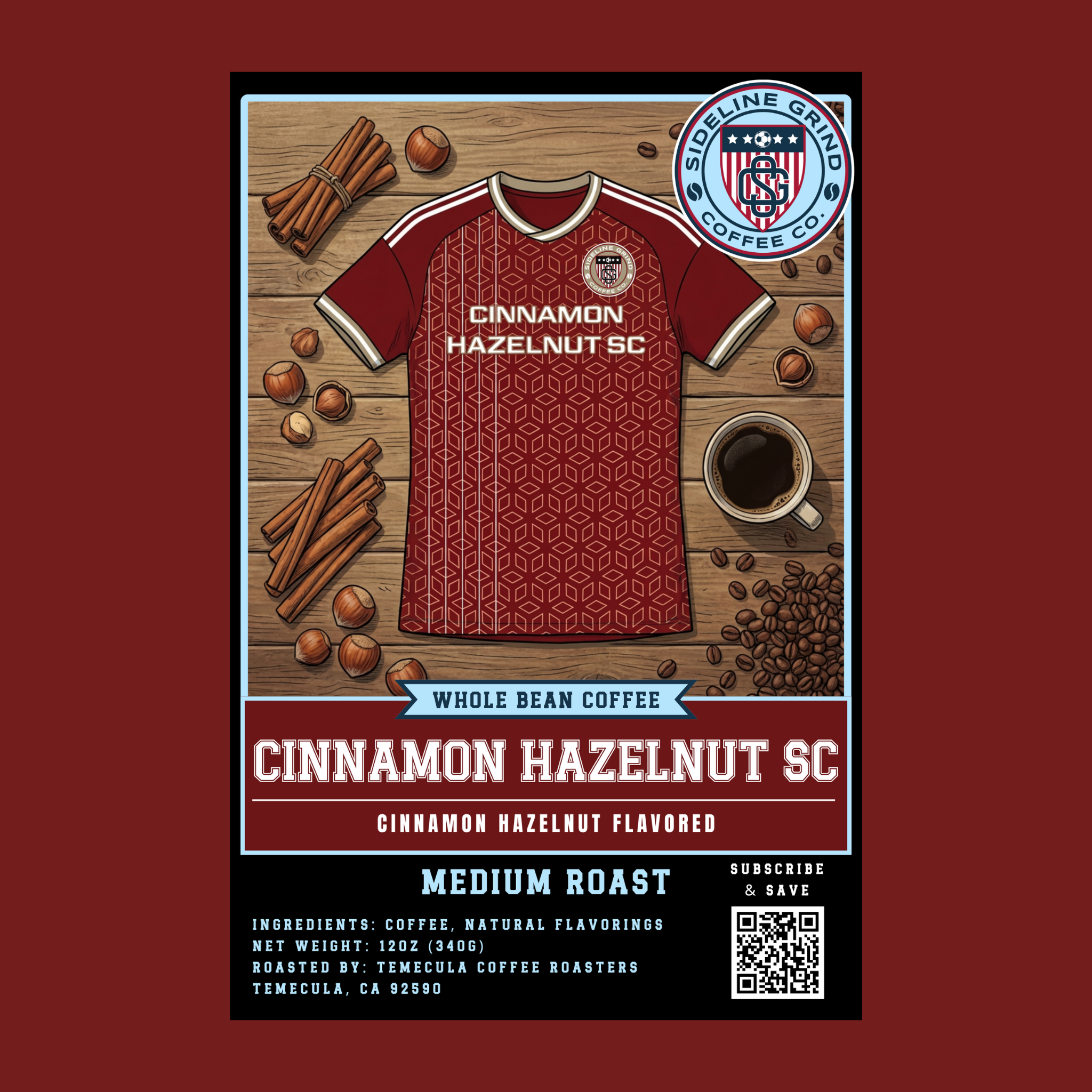 CINNAMON HAZELNUT SC - FLAVORED COFFEE - 12 OZ. & 2 LB.
